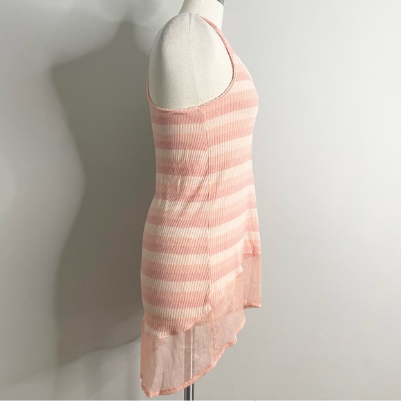 FREE PEOPLE Striped Ribbed Racerback Tunic Tank Top Mini Dress - Picture 2 of 8